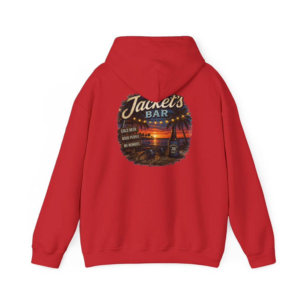 Jacket's Bar Hoodie — Tropical Sunset Beach Bar Pullover