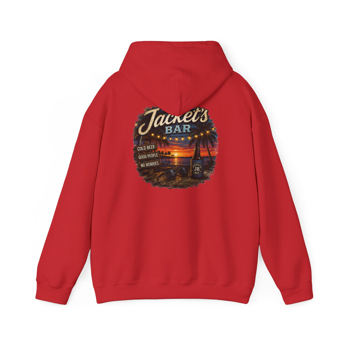 Jacket's Bar Hoodie — Tropical Sunset Beach Bar Pullover