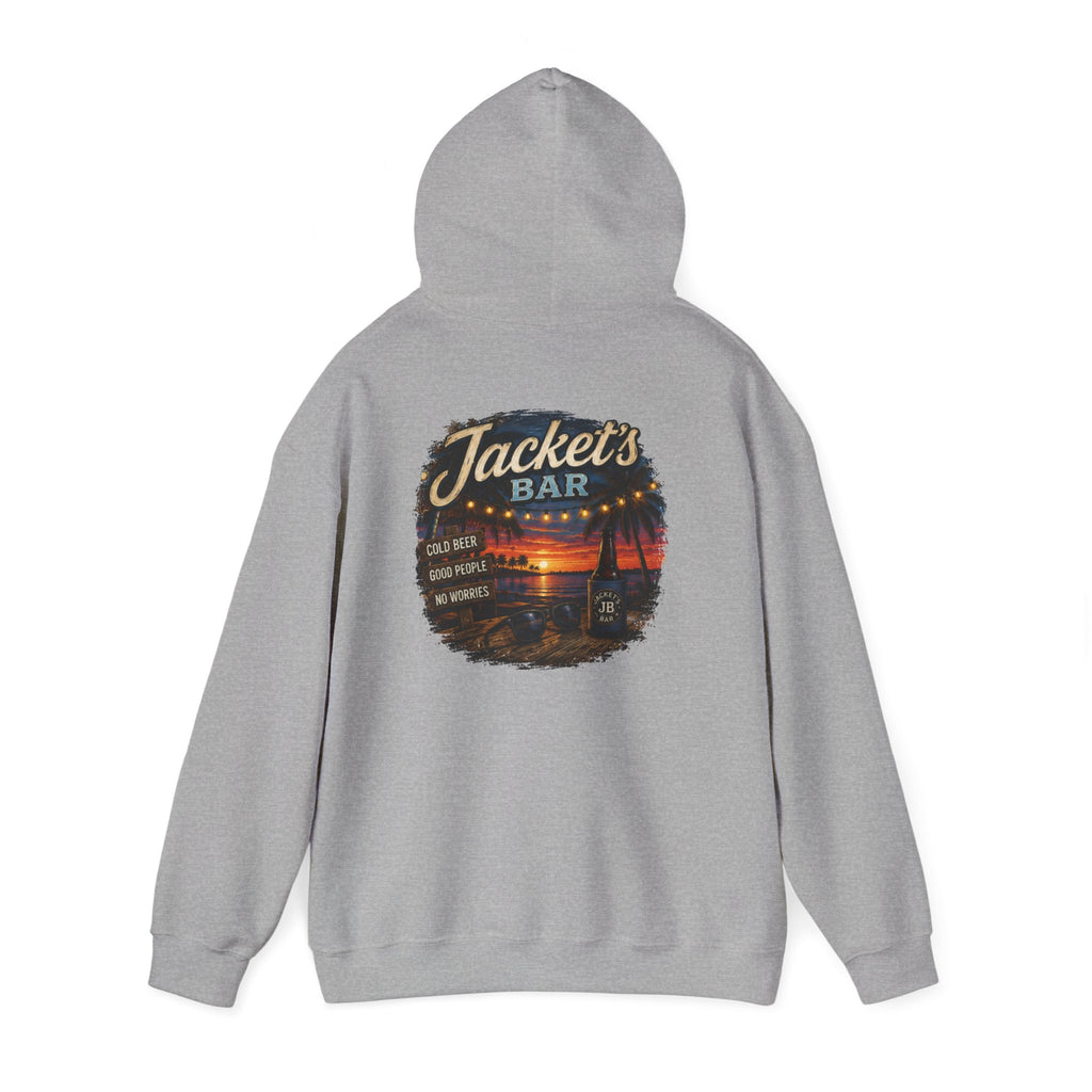 Jacket's Bar Hoodie — Tropical Sunset Beach Bar Pullover
