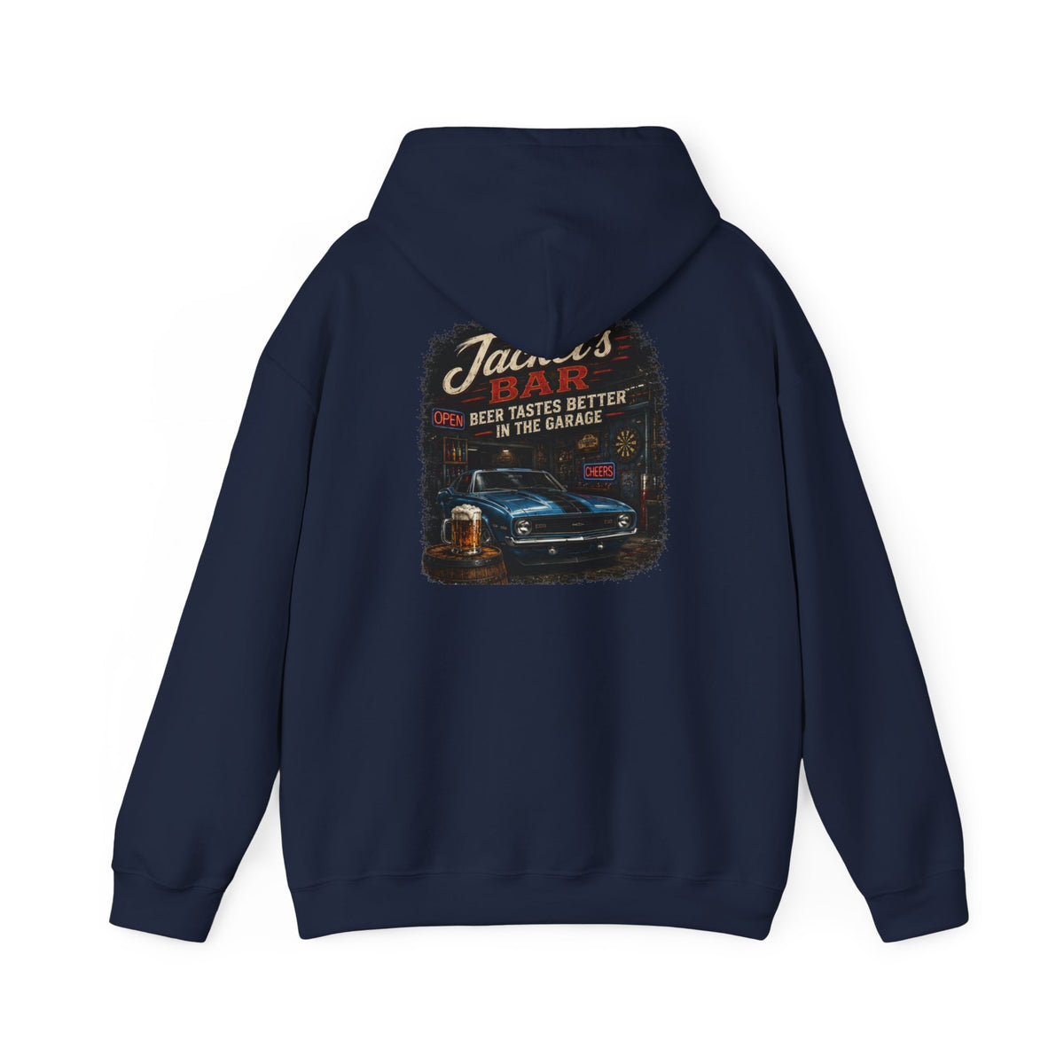 Classic Car Garage Hoodie – "Beer Tastes Better in the Garage" Retro Mechanic Pullover