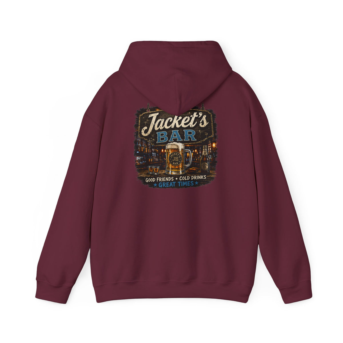 Jacket's Bar Hooded Sweatshirt — Vintage Pub Logo Hoodie