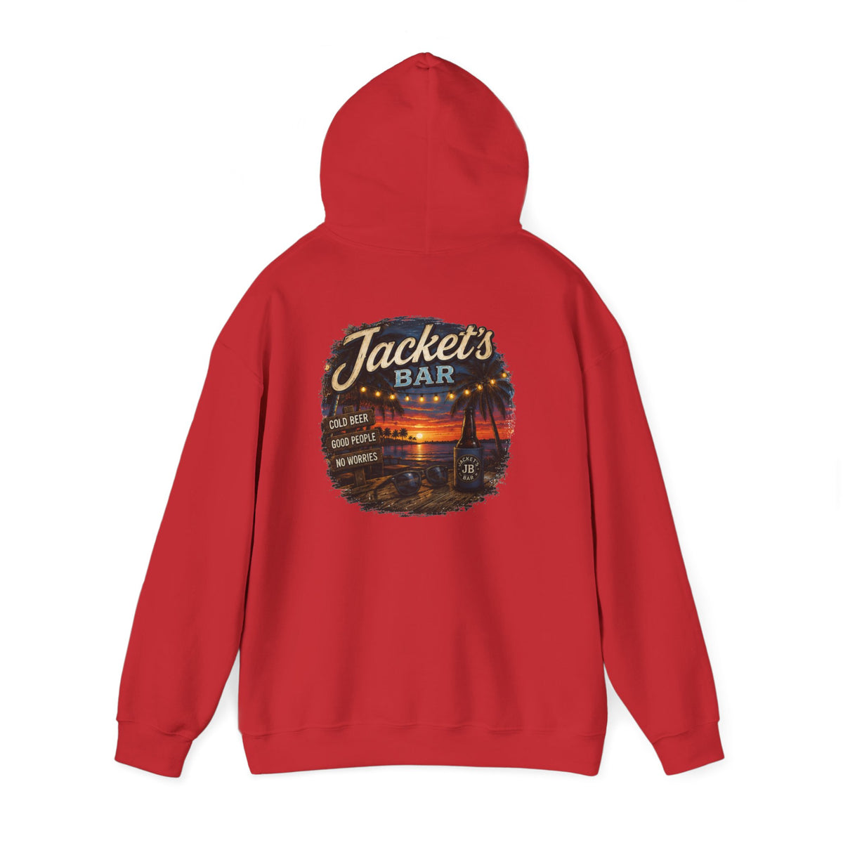 Jacket's Bar Hoodie — Tropical Sunset Beach Bar Pullover