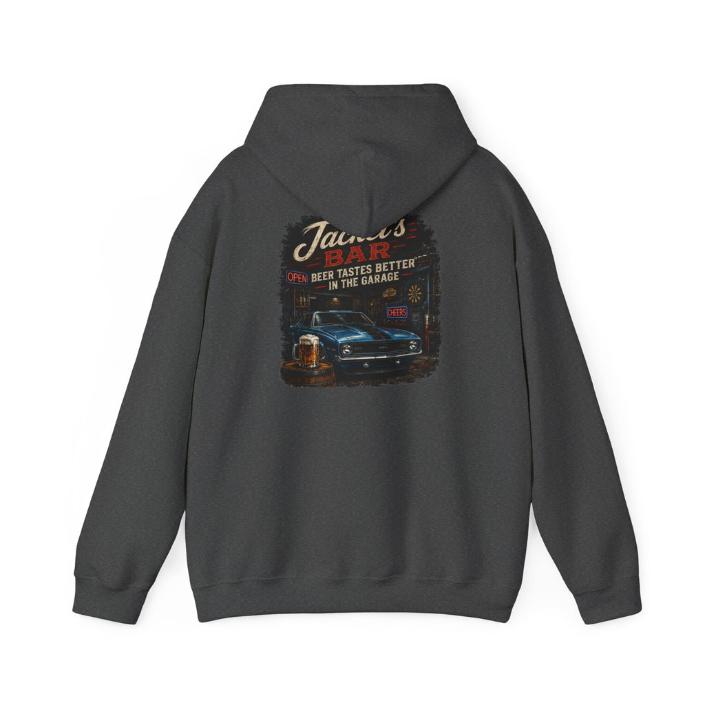 Classic Car Garage Hoodie – "Beer Tastes Better in the Garage" Retro Mechanic Pullover