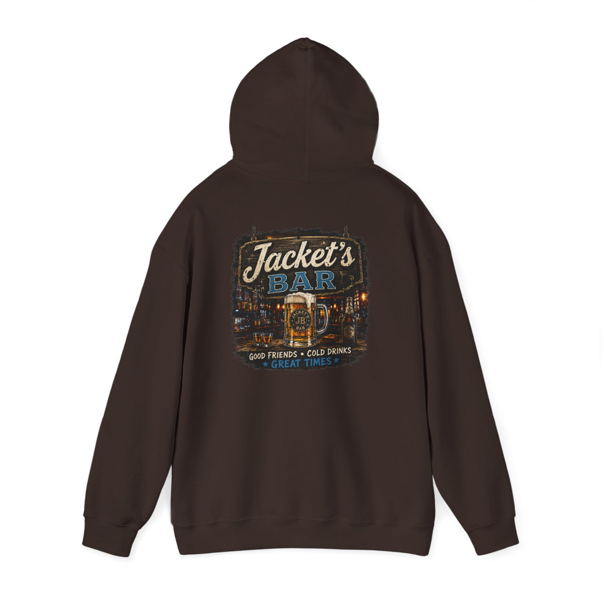 Jacket's Bar Hooded Sweatshirt — Vintage Pub Logo Hoodie