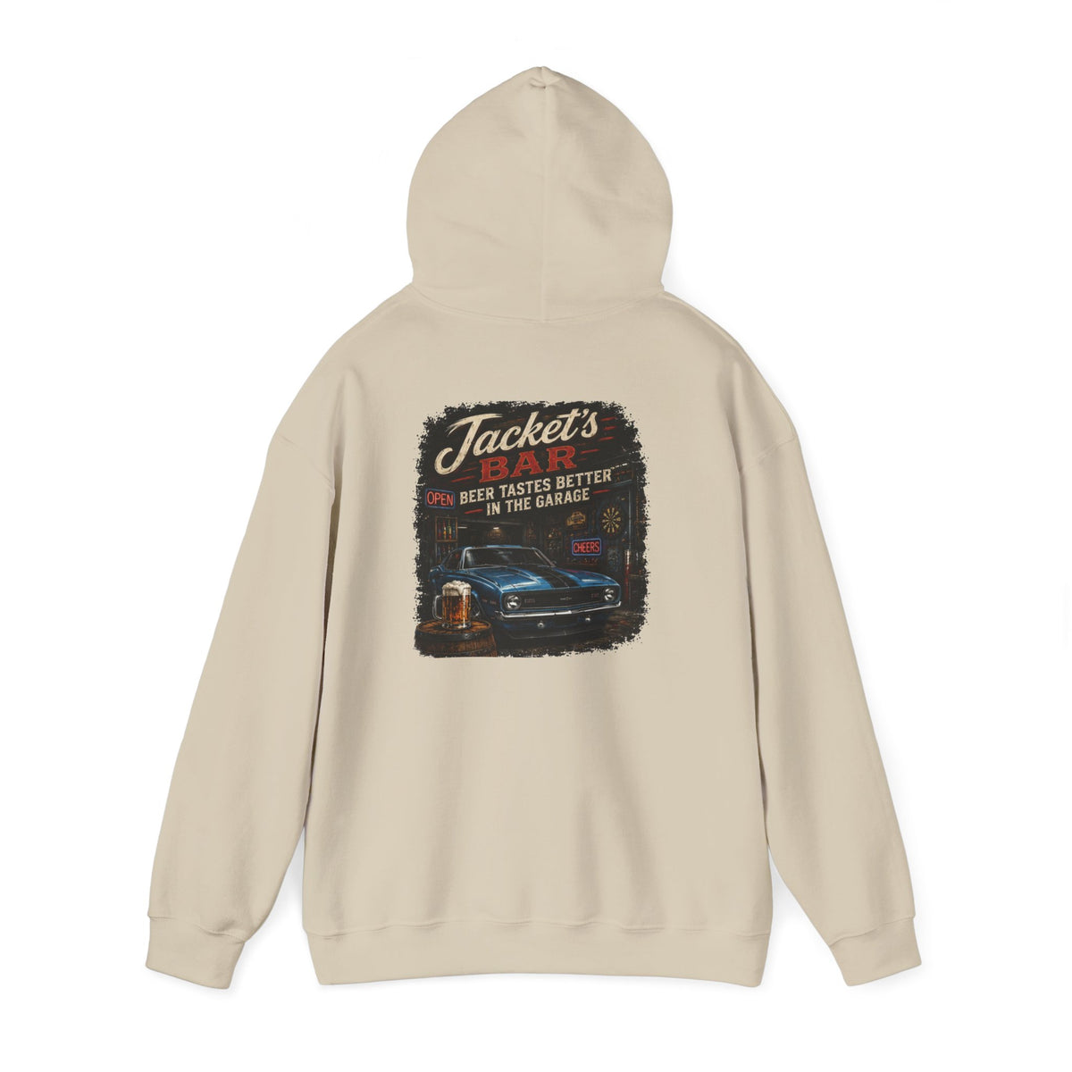 Classic Car Garage Hoodie – "Beer Tastes Better in the Garage" Retro Mechanic Pullover