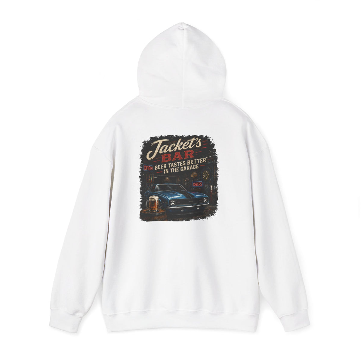 Classic Car Garage Hoodie – "Beer Tastes Better in the Garage" Retro Mechanic Pullover
