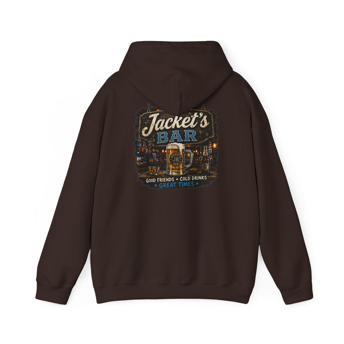 Jacket's Bar Hooded Sweatshirt — Vintage Pub Logo Hoodie