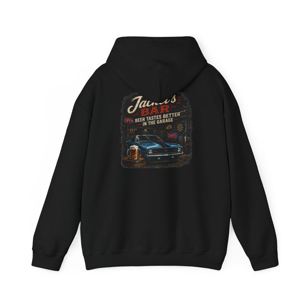 Classic Car Garage Hoodie – "Beer Tastes Better in the Garage" Retro Mechanic Pullover