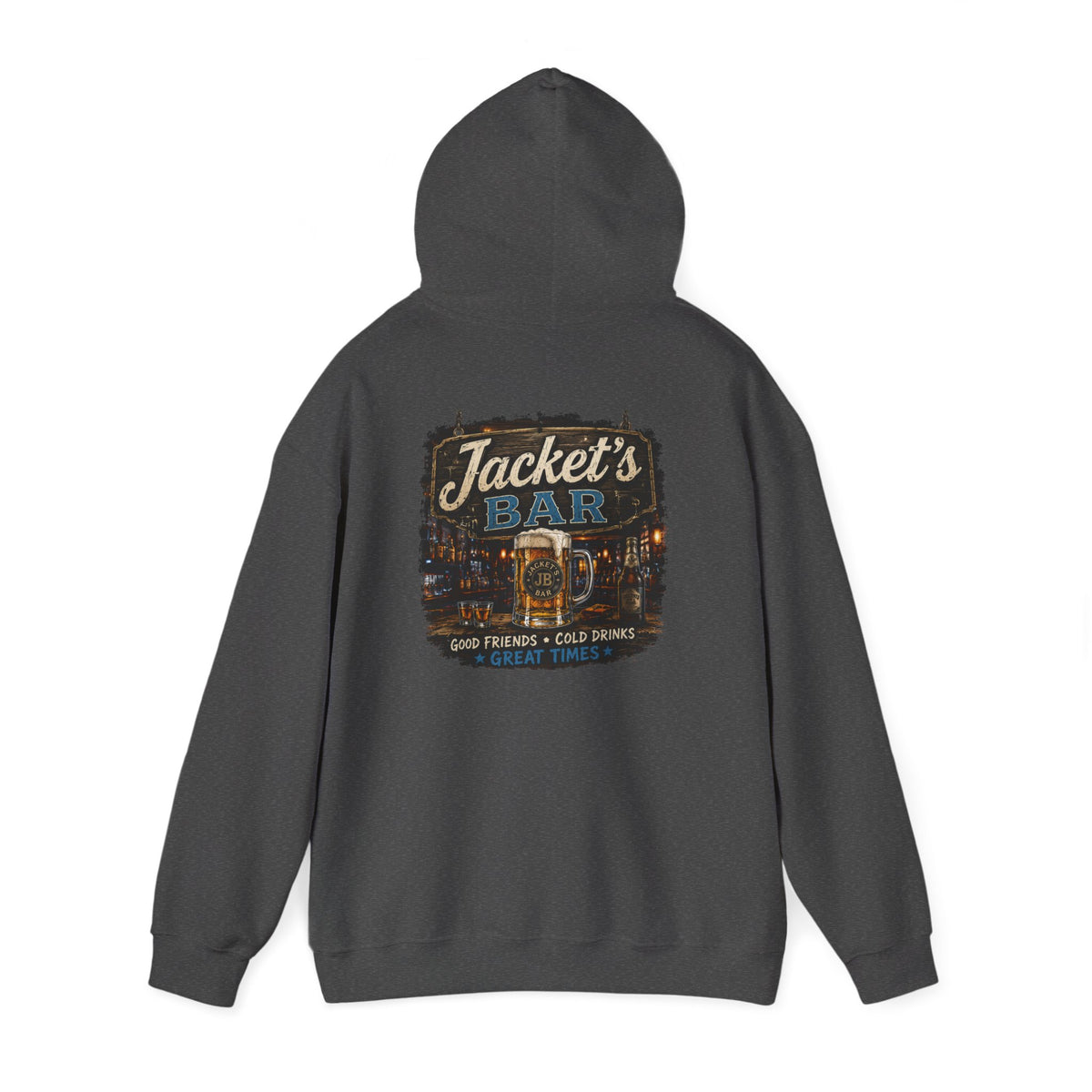 Jacket's Bar Hooded Sweatshirt — Vintage Pub Logo Hoodie