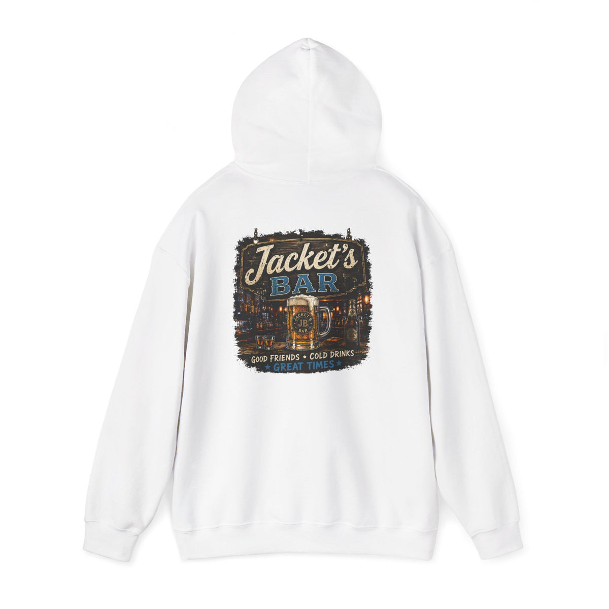 Jacket's Bar Hooded Sweatshirt — Vintage Pub Logo Hoodie