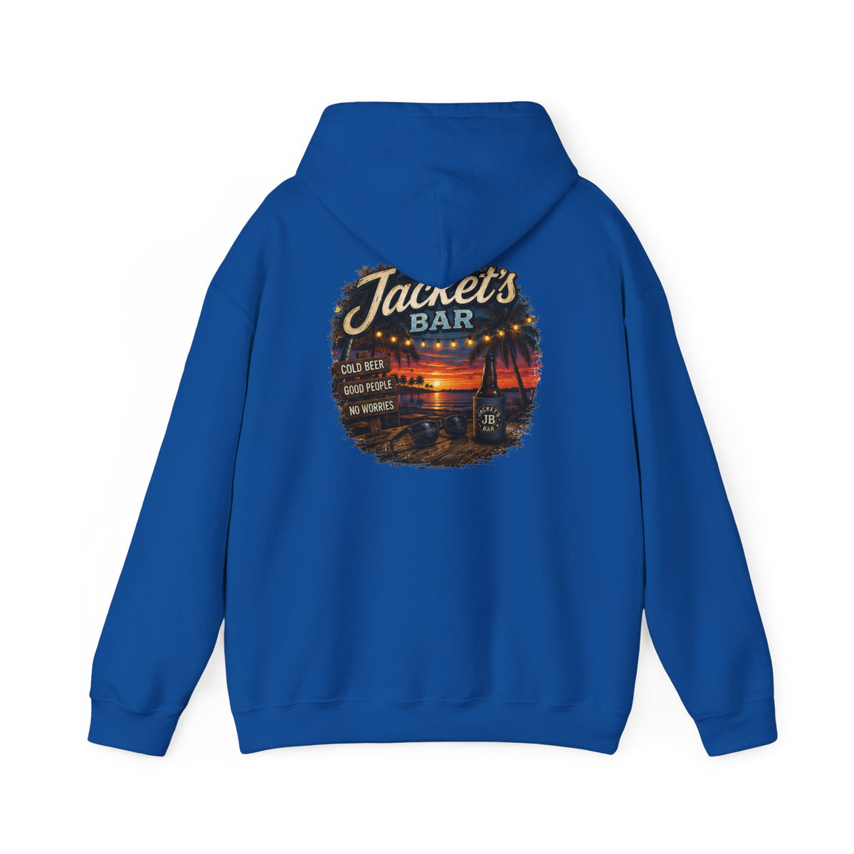Jacket's Bar Hoodie — Tropical Sunset Beach Bar Pullover