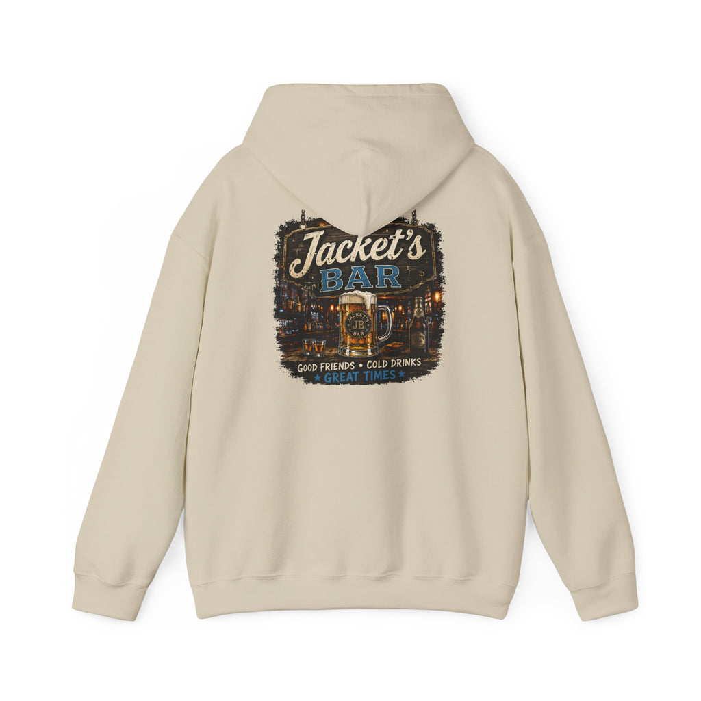 Jacket's Bar Hooded Sweatshirt — Vintage Pub Logo Hoodie