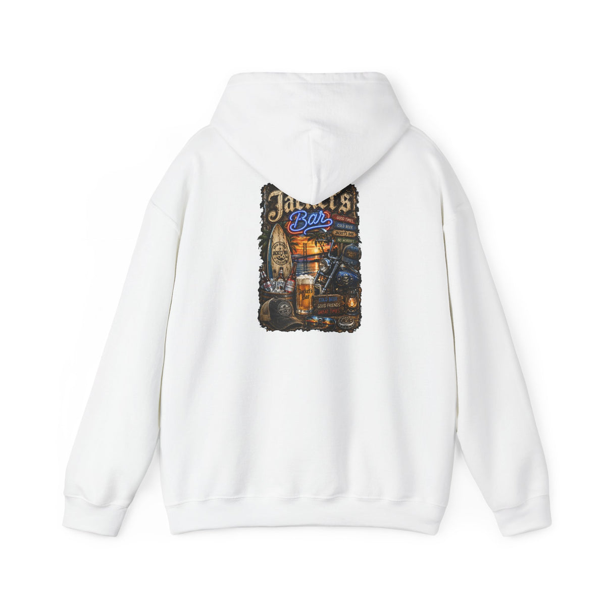 Barfly Graphic Hoodie — 'Jackie's Bar' Vintage Pub Scene Hoodie