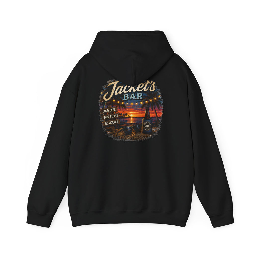Jacket's Bar Hoodie — Tropical Sunset Beach Bar Pullover