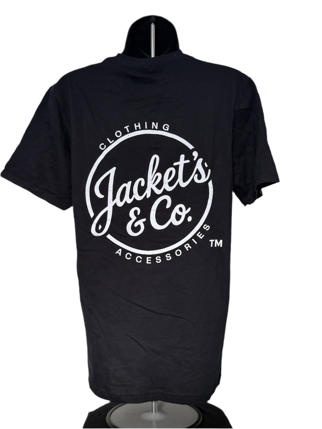Black t-shirt with distressed white font