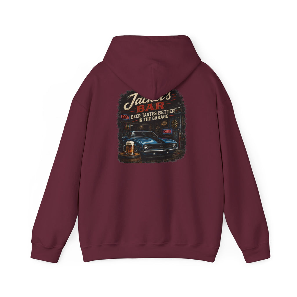 Classic Car Garage Hoodie – "Beer Tastes Better in the Garage" Retro Mechanic Pullover