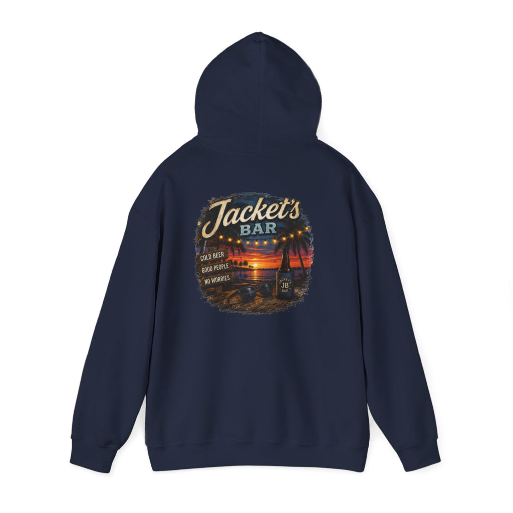 Jacket's Bar Hoodie — Tropical Sunset Beach Bar Pullover