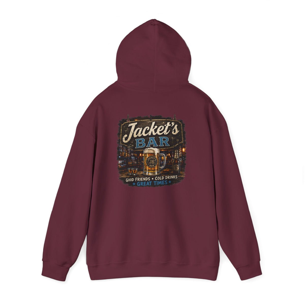 Jacket's Bar Hooded Sweatshirt — Vintage Pub Logo Hoodie