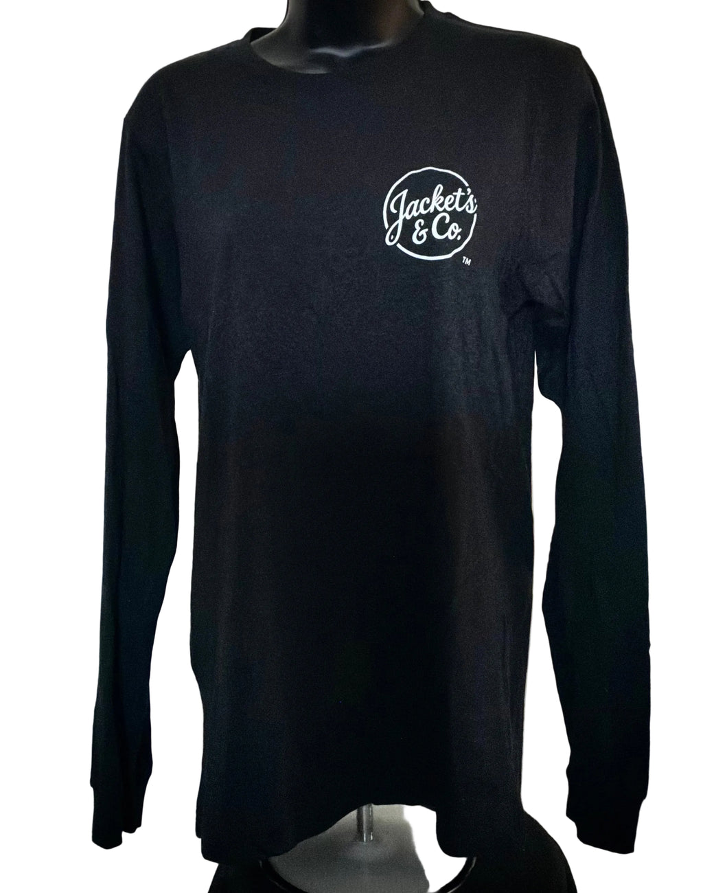 Long Sleeve Black Tee with white distressed font