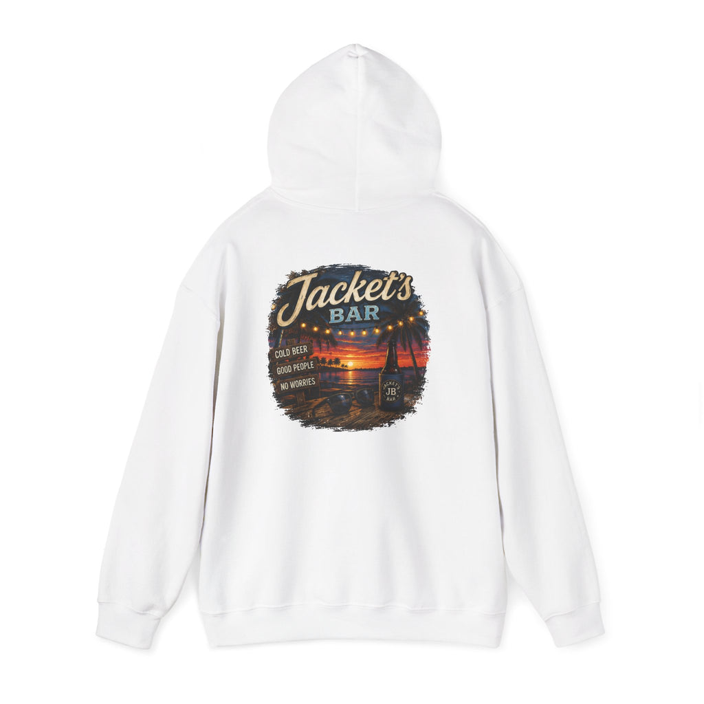 Jacket's Bar Hoodie — Tropical Sunset Beach Bar Pullover