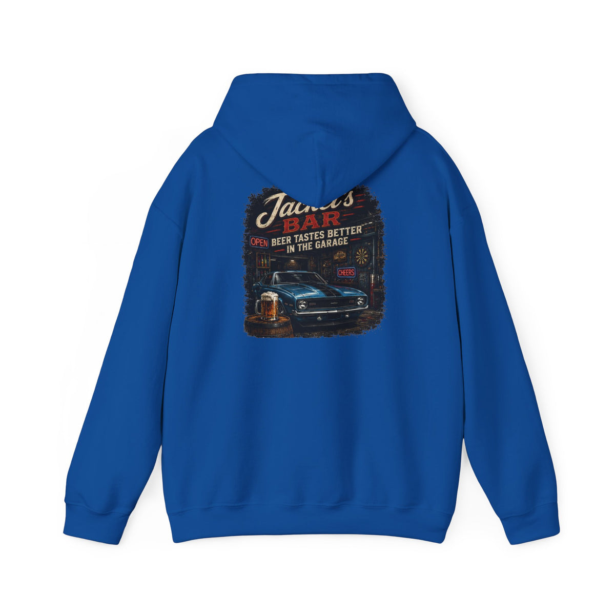 Classic Car Garage Hoodie – "Beer Tastes Better in the Garage" Retro Mechanic Pullover