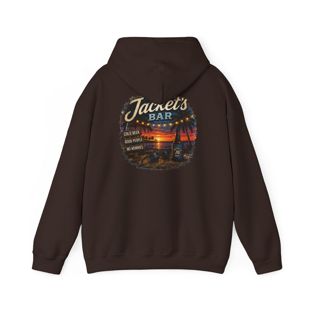 Jacket's Bar Hoodie — Tropical Sunset Beach Bar Pullover