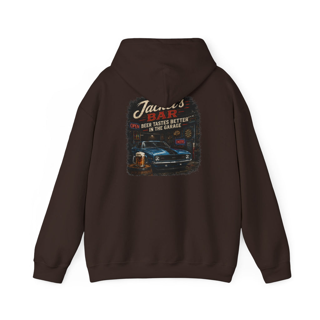 Classic Car Garage Hoodie – "Beer Tastes Better in the Garage" Retro Mechanic Pullover