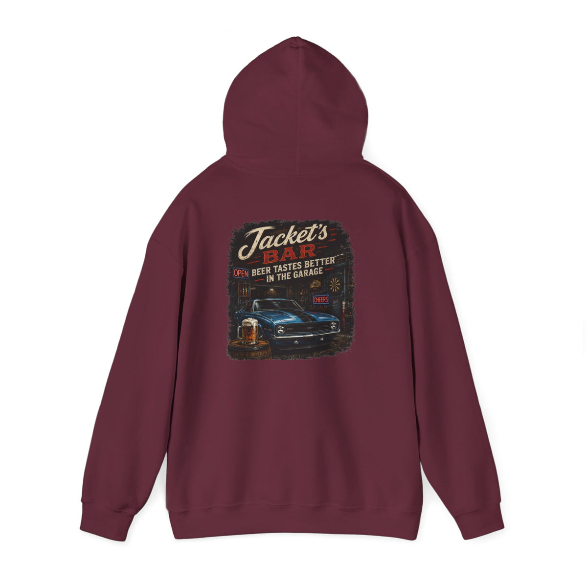 Classic Car Garage Hoodie – "Beer Tastes Better in the Garage" Retro Mechanic Pullover