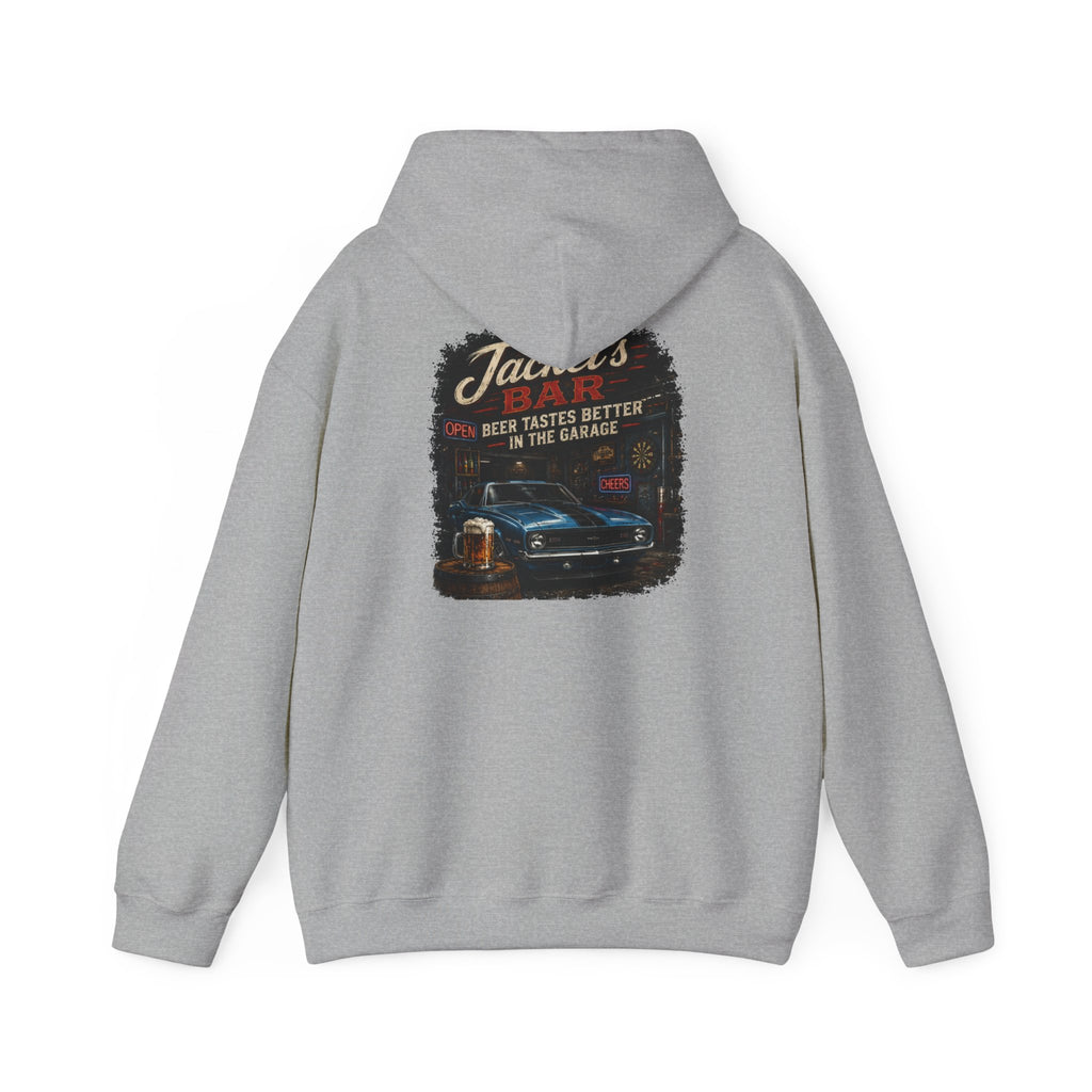 Classic Car Garage Hoodie – "Beer Tastes Better in the Garage" Retro Mechanic Pullover