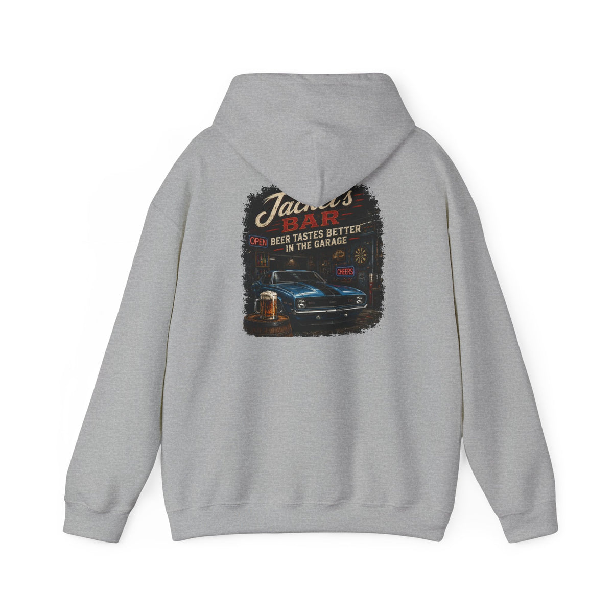 Classic Car Garage Hoodie – "Beer Tastes Better in the Garage" Retro Mechanic Pullover