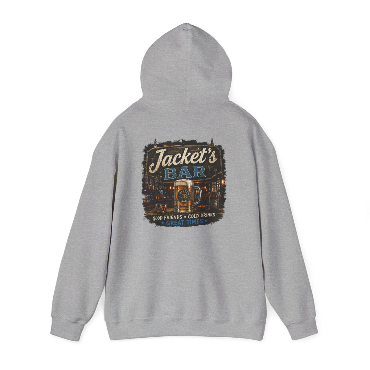 Jacket's Bar Hooded Sweatshirt — Vintage Pub Logo Hoodie