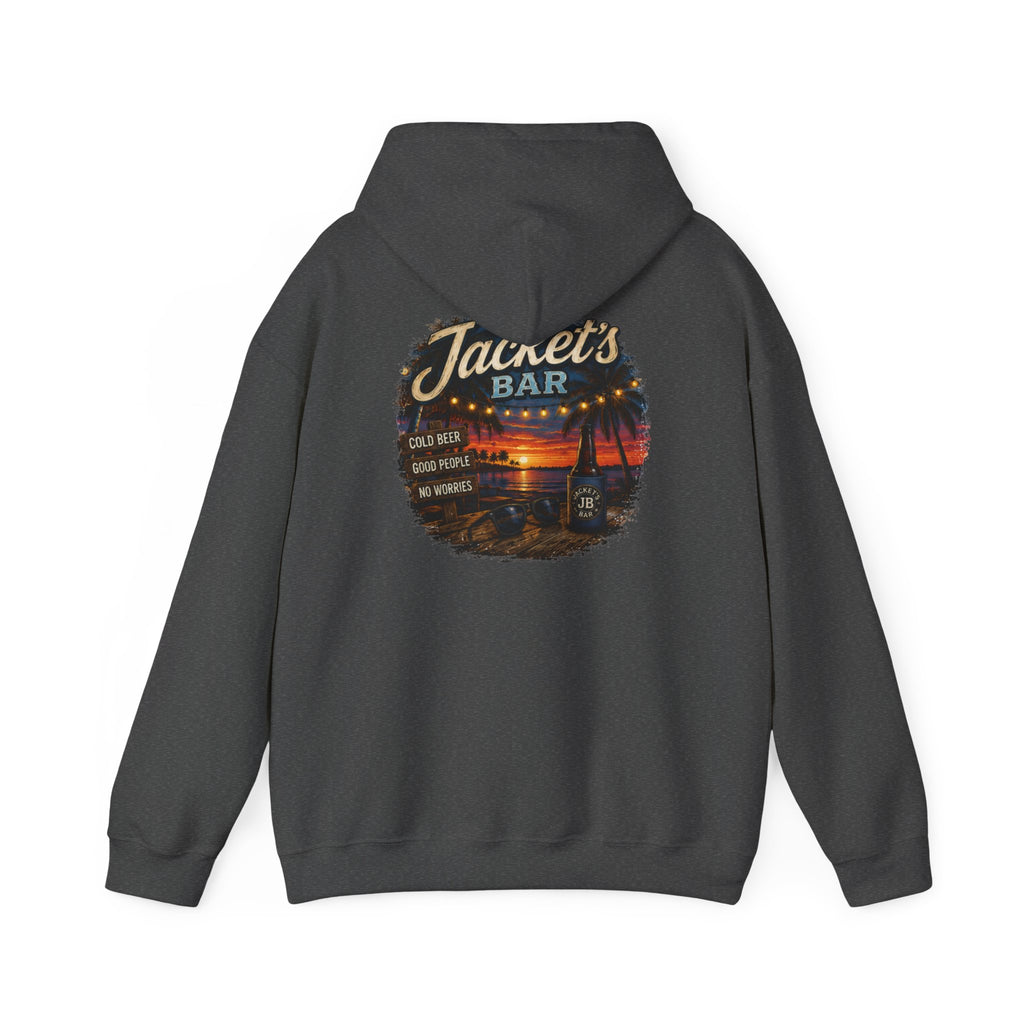 Jacket's Bar Hoodie — Tropical Sunset Beach Bar Pullover