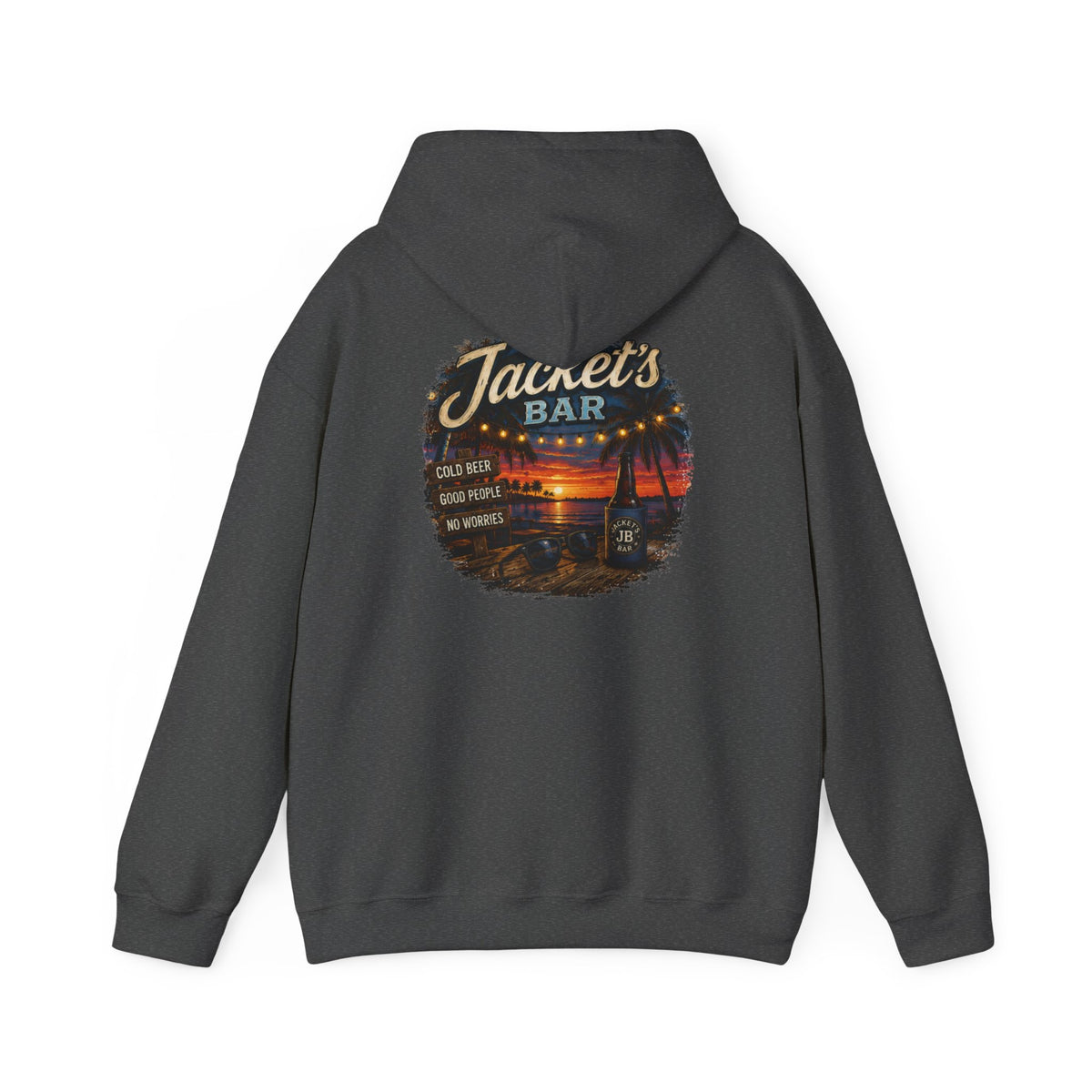 Jacket's Bar Hoodie — Tropical Sunset Beach Bar Pullover