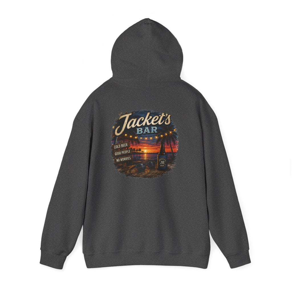 Jacket's Bar Hoodie — Tropical Sunset Beach Bar Pullover