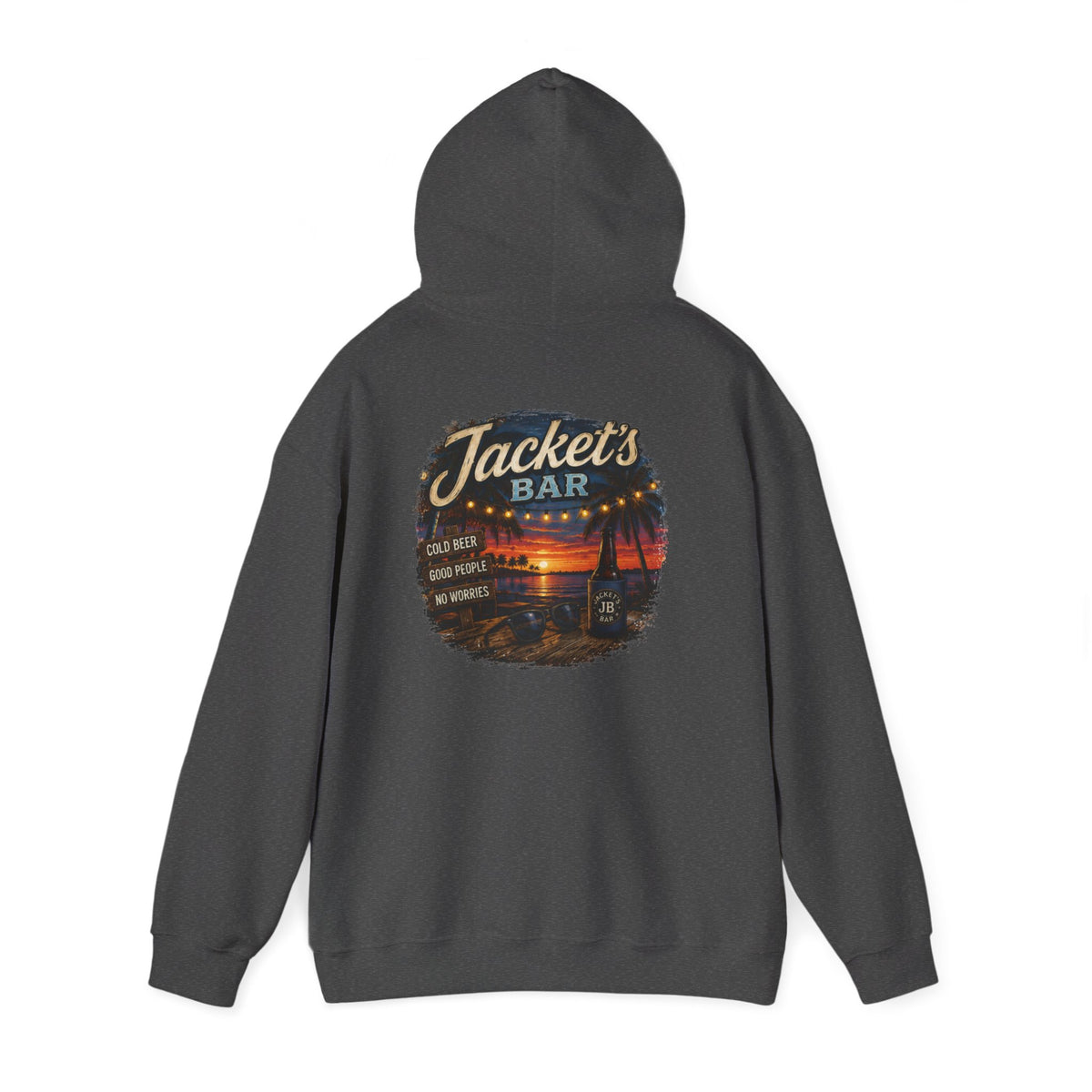 Jacket's Bar Hoodie — Tropical Sunset Beach Bar Pullover
