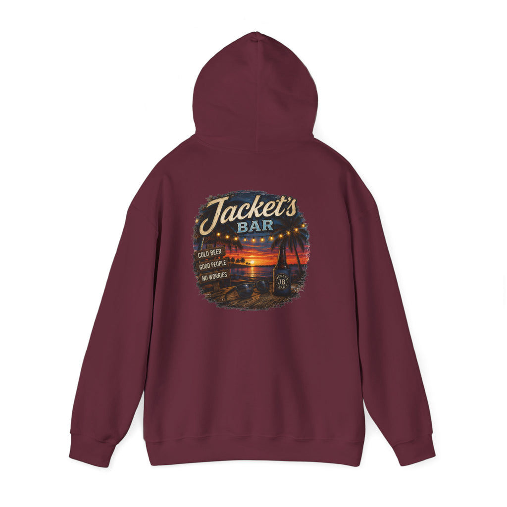 Jacket's Bar Hoodie — Tropical Sunset Beach Bar Pullover