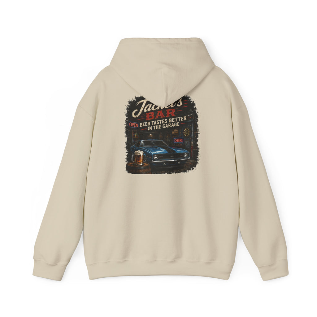 Classic Car Garage Hoodie – "Beer Tastes Better in the Garage" Retro Mechanic Pullover