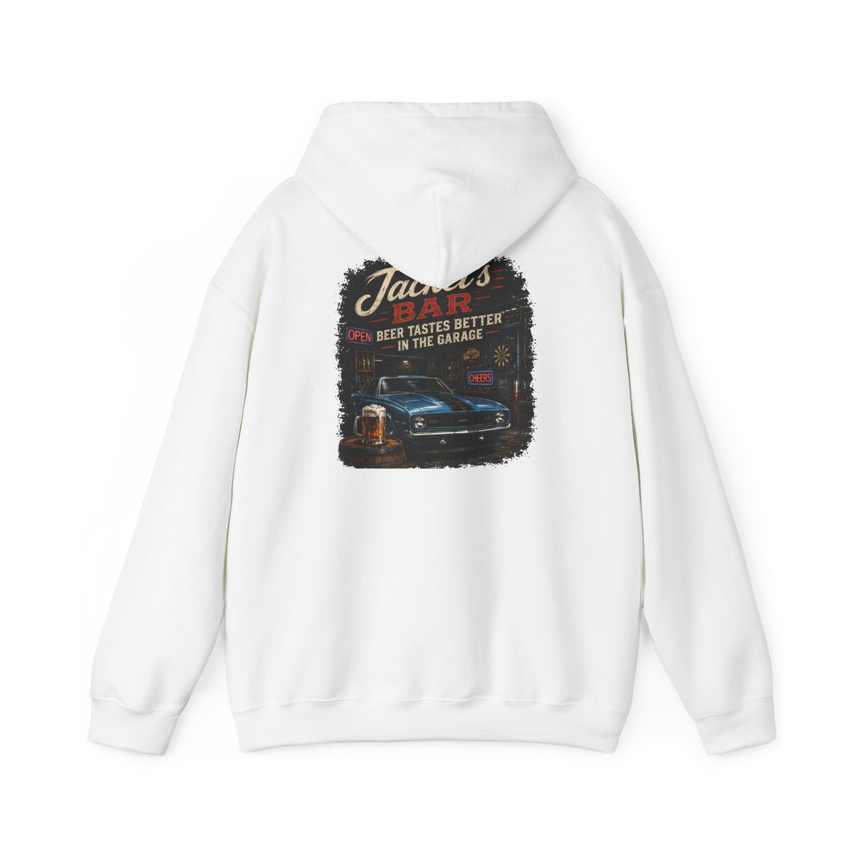 Classic Car Garage Hoodie – "Beer Tastes Better in the Garage" Retro Mechanic Pullover