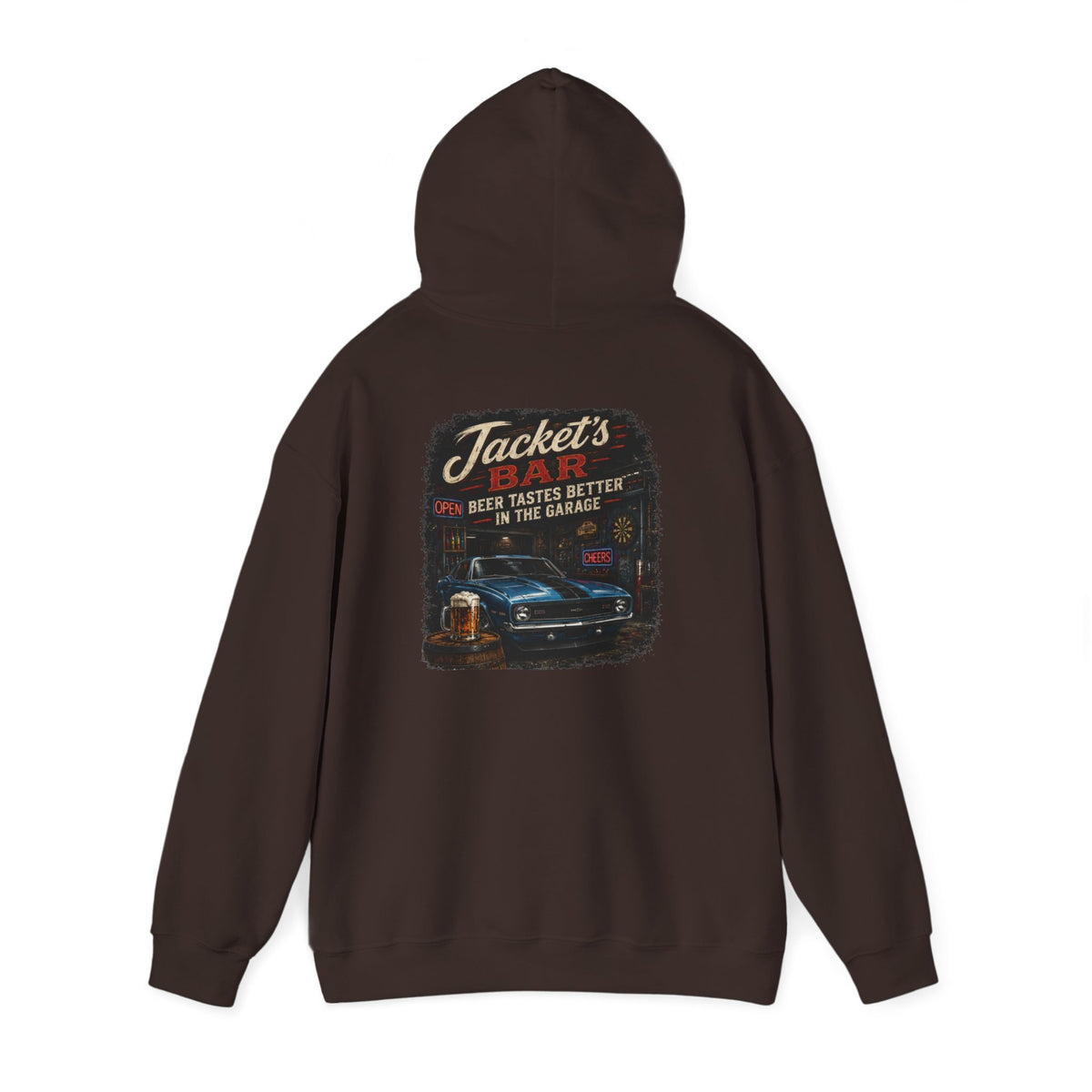 Classic Car Garage Hoodie – "Beer Tastes Better in the Garage" Retro Mechanic Pullover