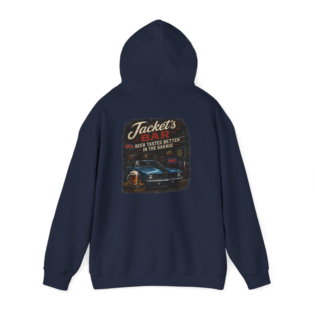 Classic Car Garage Hoodie – "Beer Tastes Better in the Garage" Retro Mechanic Pullover