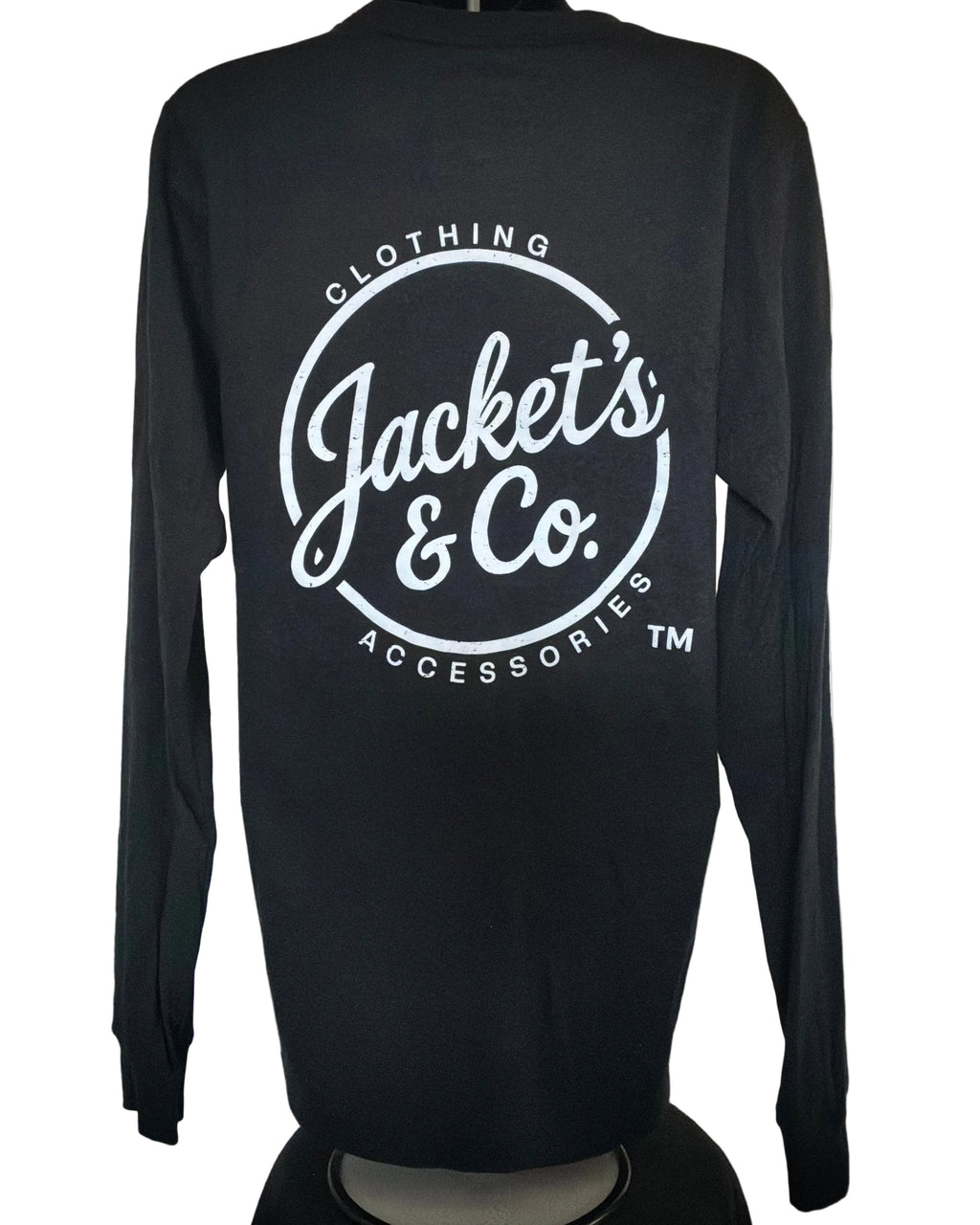 Long Sleeve Black Tee with white distressed font