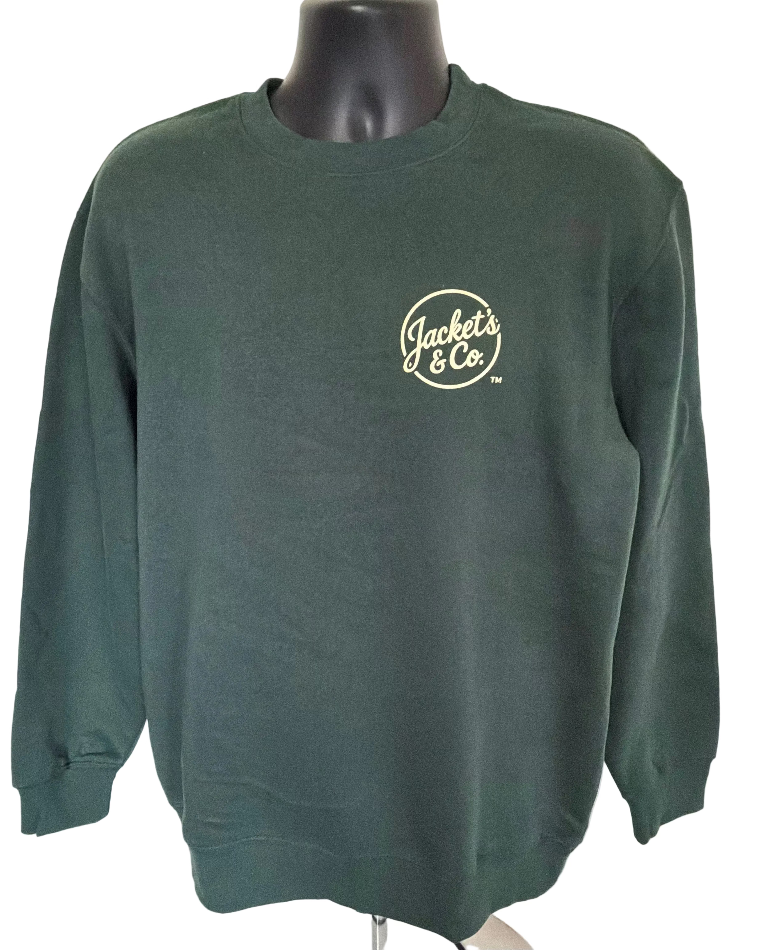 Green Crewneck Sweatshirt with Khaki font